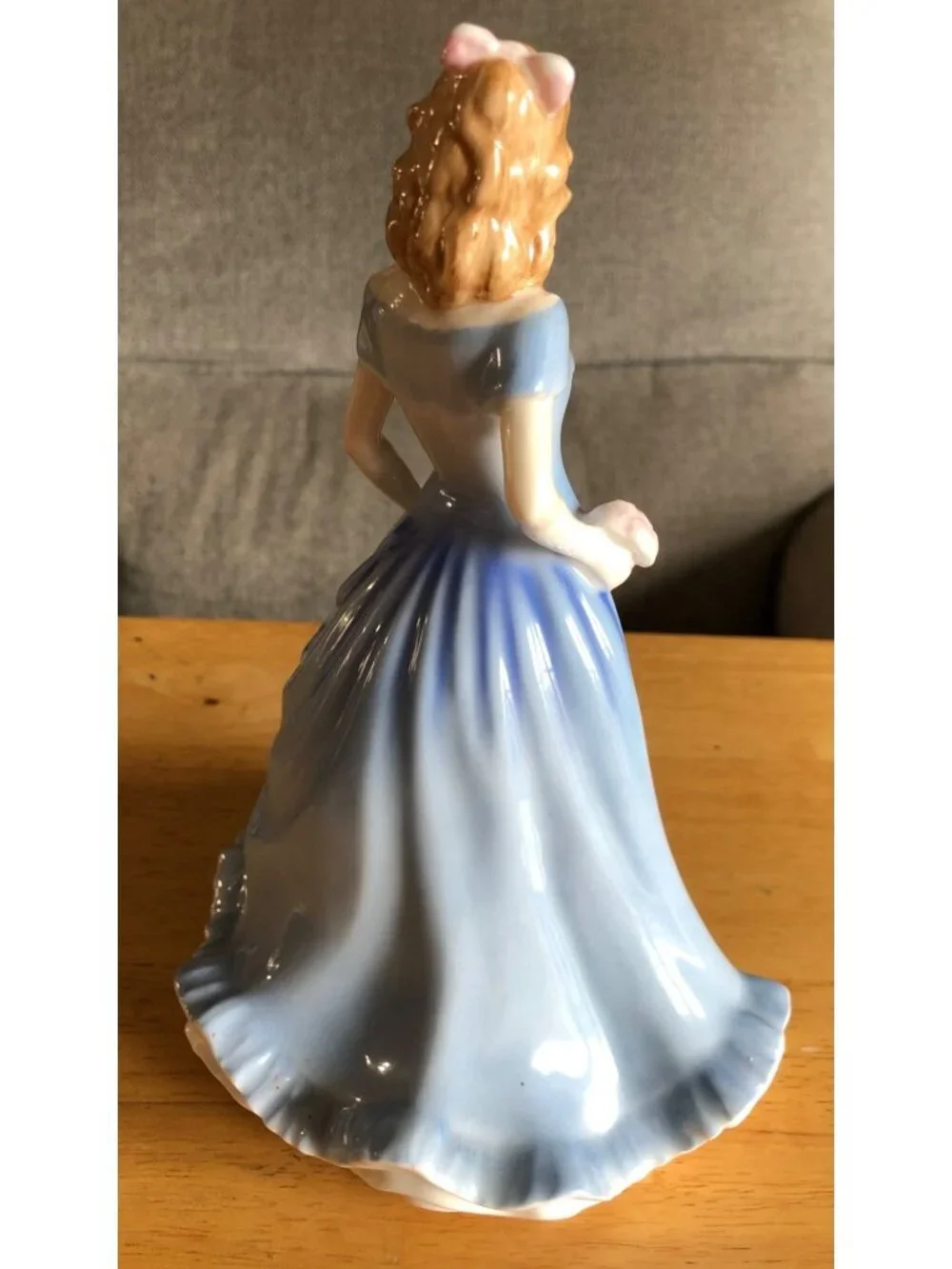 Royal Doulton Porcelain Lady Prototype Figurine Blue Dress Pink Flowers Girl Sta